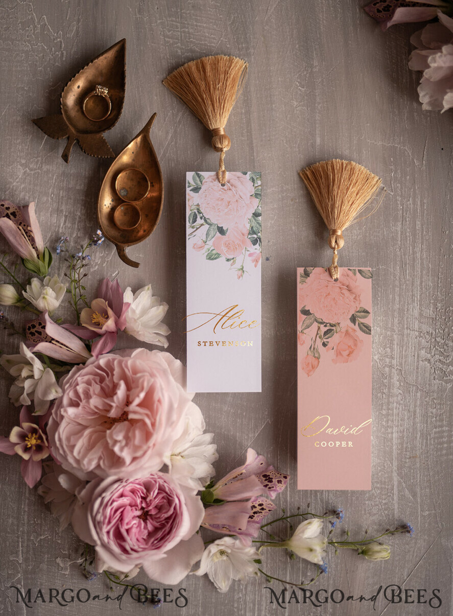 PLATZKARTEN / TISCHKARTEN  
 Luxus Premium Glitzer/ Gold/ Silber/ Roségold Elegante Hochzeits-Eskortkarte mit goldenem Quasten, Goldfolien-Druck mit Blumen, romantische Quasten-Hochzeitsplatzkarte, blushpinkfarbene Namenskarten, Platzkarte mit individuellem Text.
