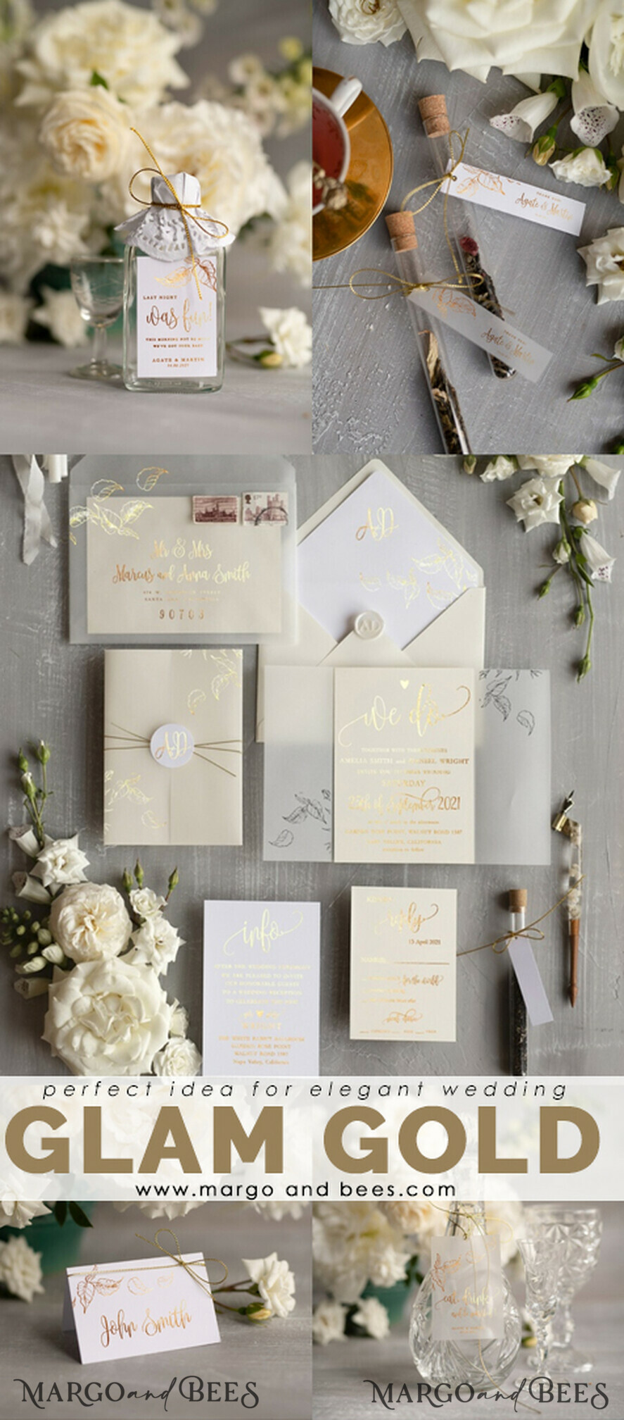 PLATZKARTEN / TISCHKARTEN  
 Luxus Premium Glitzer/ Gold/ Silber/ Roségold Elegante goldene Folien-Hochzeitsplatzkarten, weiße Hochzeits-Eskortkarten mit goldenem Schnur, romantische Platzkarten, Tischnamenskarten, moderne Hochzeitsdekoration