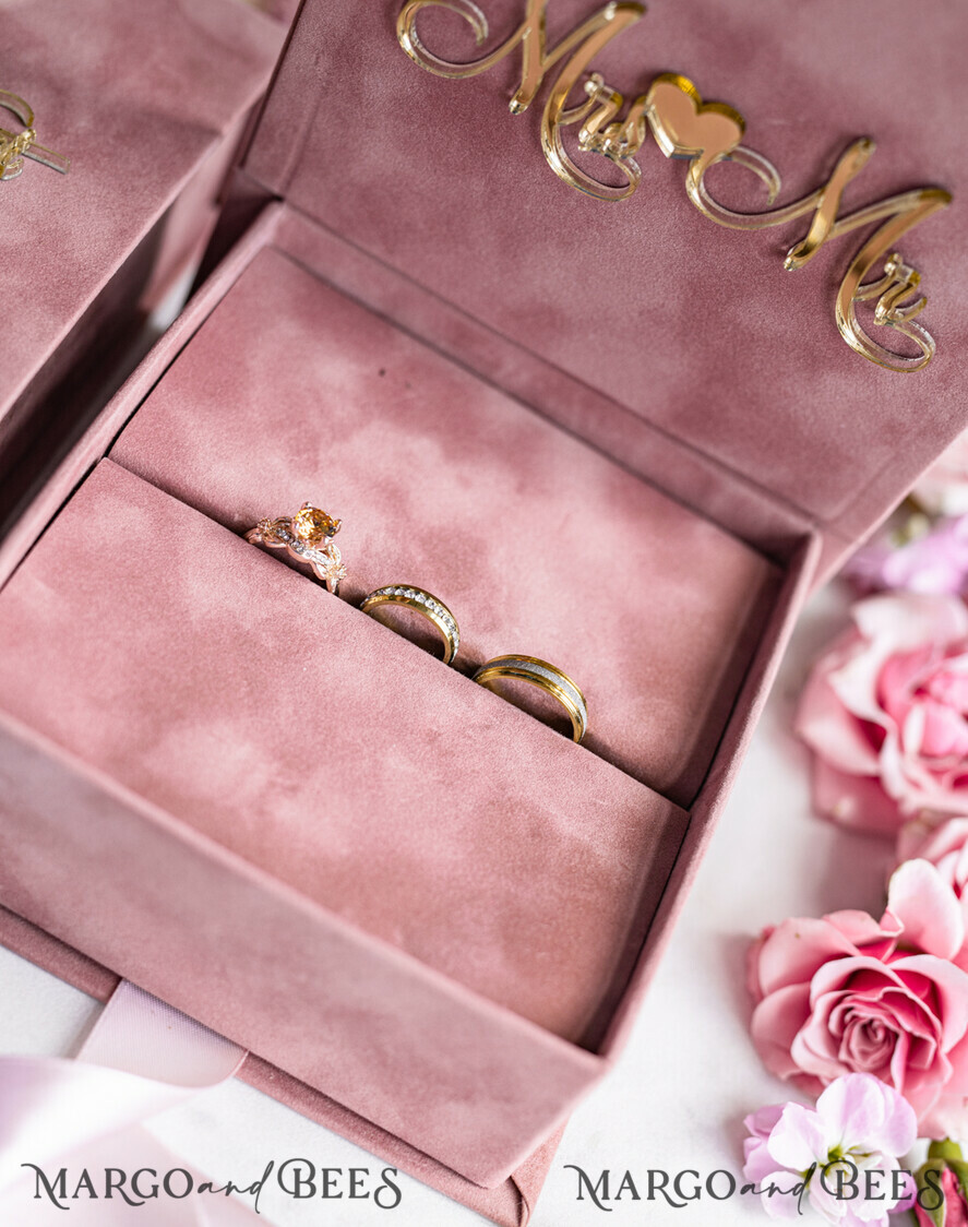 RINGTRÄGERBOXEN & KISSEN Samtkästchen für den Trauungszeremonie Personalisierte Hochzeitsringbox für 2 oder 3 Ringe, Hochzeitsringkissen • Personalisiertes Ringträgerkissen • Individueller Ringträger für die Hochzeit