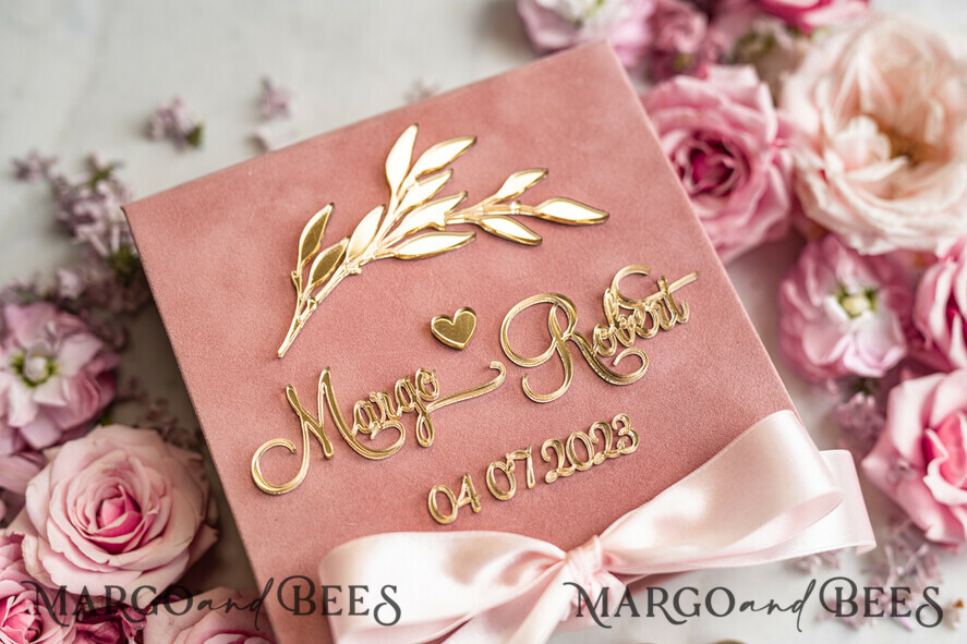 RINGTRÄGERBOXEN & KISSEN Samtkästchen für den Trauungszeremonie Ringbox für die Hochzeitszeremonie 3 Ringe, Blush Pink Golden Samt Hochzeitsringbox für die Zeremonie, Glamour Hochzeitsringboxen für ihn und sie, Luxus Samt Ringbox doppelt, individuelle Farben.