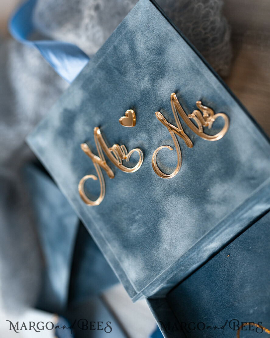 RINGTRÄGERBOXEN & KISSEN Samtkästchen für den Trauungszeremonie Staubblauer goldener Samt Hochzeit Ring Box für Zeremonie, Ring Box für Hochzeitszeremonie 3 Ringe Samt, Boho Glam Hochzeit Ring Boxen für ihn und sie, Luxus Samt Ring Box doppelt benutzerdefinierte Farben.