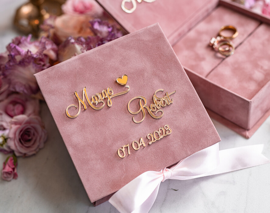 RINGTRÄGERBOXEN & KISSEN Samtkästchen für den Trauungszeremonie Ringbox für die Hochzeitszeremonie 3 Ringe, Blush Pink Goldener Samt Hochzeitsringbox für die Zeremonie, Glamour Hochzeitsringboxen für ihn und sie, Luxus Samt Ringbox doppelt, benutzerdefinierte Farben.