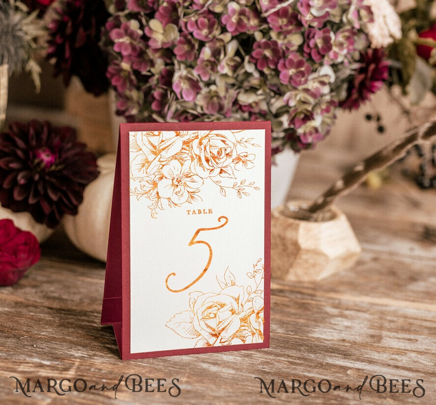 TISCHDEKORATIONSCHILDER   Glitzer Luxus Goldene Glanz Hochzeits Tischkarten, Glamour Ivory Tischkarten mit Burgunder, Romantische Goldfolie Hochzeits Tischdekoration, Vintage Roségoldfolie Tischkarten