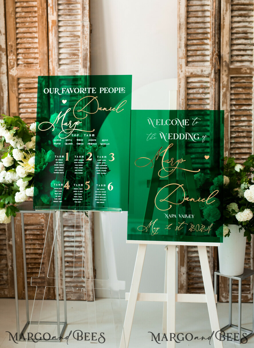 MENÜ & PROGRAMME  
 Glitzer/ Luxus Premium Smaragdgrünes Acryl Transparentes Tischmenü, Grünpflanzen Acryl Menü, Grünes Plexi Tischmenü, Luxuriöse Hochzeits Tischdekoration, Hochzeitsbeschilderung Abendessen Menü, sGA