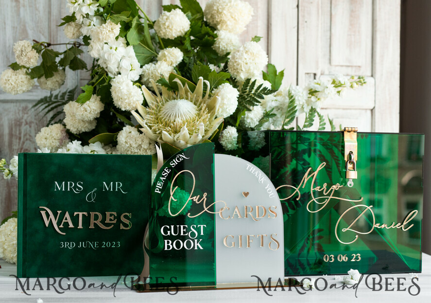 MENÜ & PROGRAMME  
 Glitzer/ Luxus Premium Smaragdgrünes Acryl Transparentes Tischmenü, Grünpflanzen Acryl Menü, Grünes Plexi Tischmenü, Luxuriöse Hochzeits Tischdekoration, Hochzeitsbeschilderung Abendessen Menü, sGA