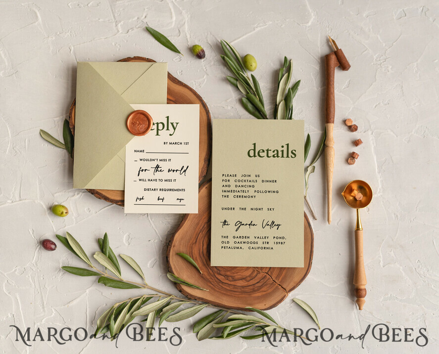 HOCHZEITS EINLADUNGEN Moderne Einladungen Florale Karten Handgemachte Hochzeits Einladung, Oliven Toskana Hochzeits Einladungen, Griechische Reise Hochzeits Stationery, Natürliche Oliven Luxus Hochzeits Einladungen