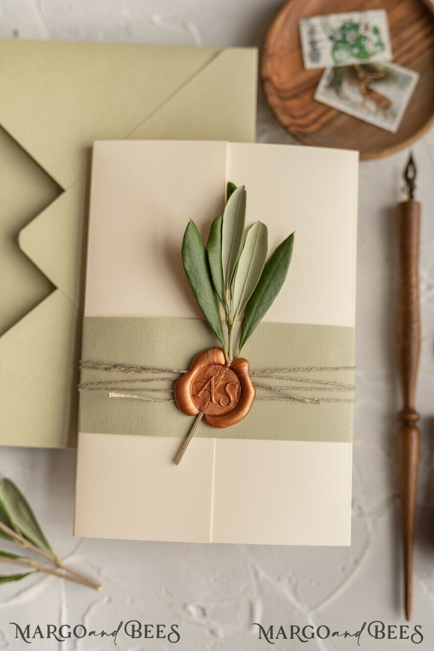 HOCHZEITS EINLADUNGEN Moderne Einladungen Florale Karten Oliven Toskana Hochzeitskarten, Elegante einfache Hochzeitseinladung Suite • Griechische Reise Hochzeitsstationery • Natürliche Oliven Luxus Hochzeitskarten