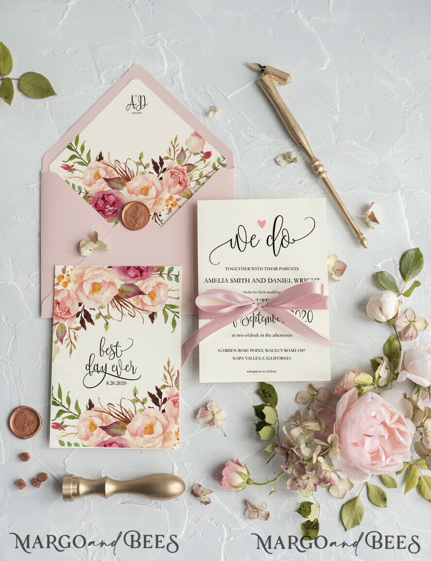 HOCHZEITS EINLADUNGEN Moderne Einladungen Florale Karten Rosa Hochzeitskarten, florale Hochzeitskarten, florale Hochzeitspapeterie, florale Hochzeitsaccessoires, rosa Umschlag, rosa Band, rosa Schleife, Kalligrafie, Wir sagen Ja Hochzeitskarten, ecru Hochzeitskarten, Pfingstrosen Hochzeitskarten, ecru Hochzeitspapeterie, Pfingstrosen, Frühlingsblumen, Frühlingshochzeitskarten, Blätter, moderne Hochzeitskarten, Frühlingshochzeit, romantische Hochzeitskarten, Aquarell Hochzeitskarten, Aquarell.