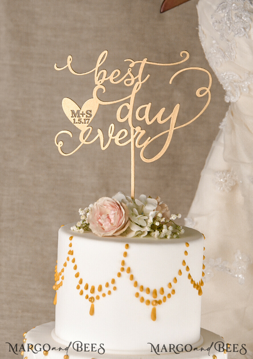 TORTENDEKORATION  
 Gold
 Hochzeitstorte Topper, goldener Kuchen Topper