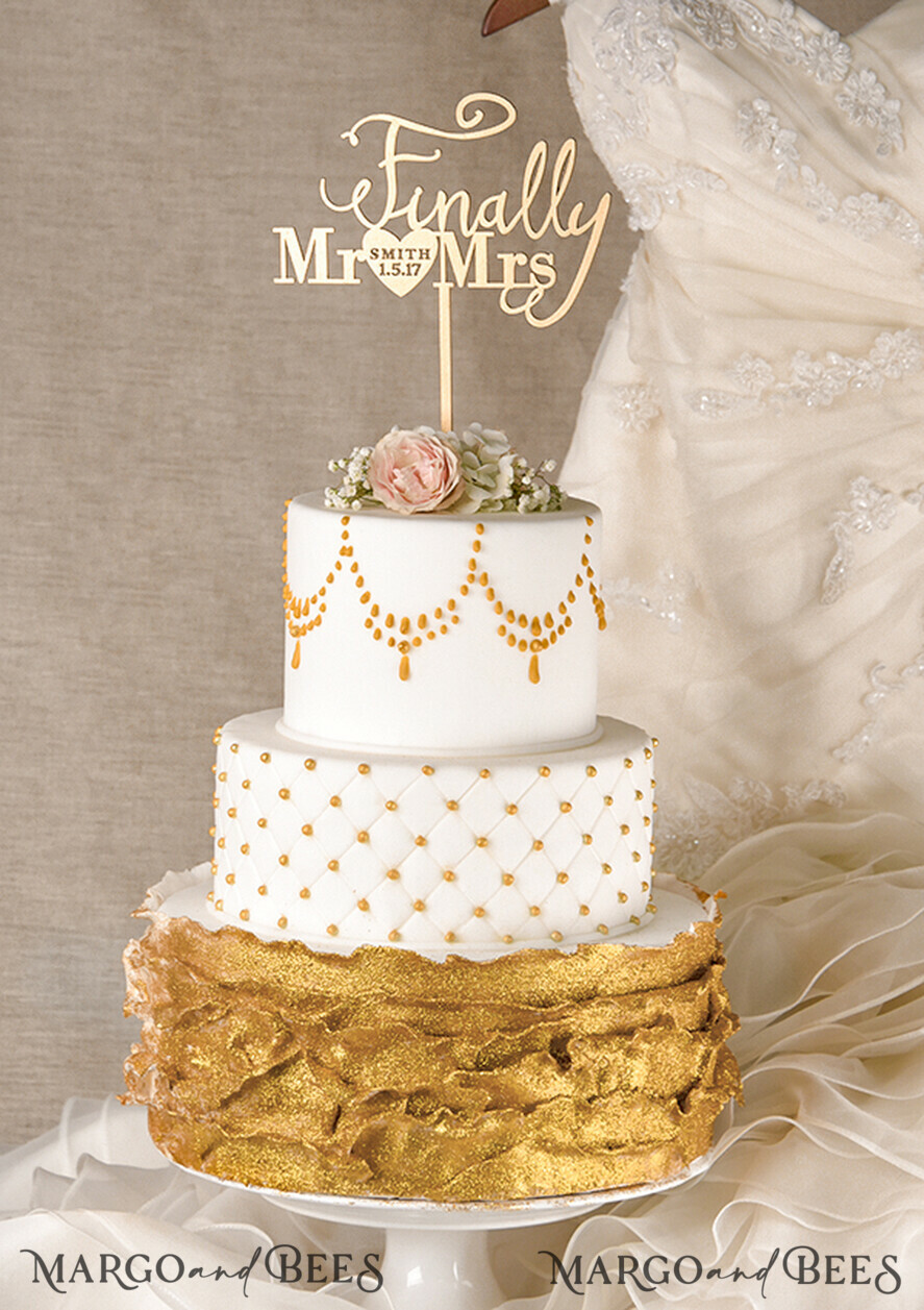 TORTENDEKORATION  
 Gold
 Topper, eleganter Kuchentopper