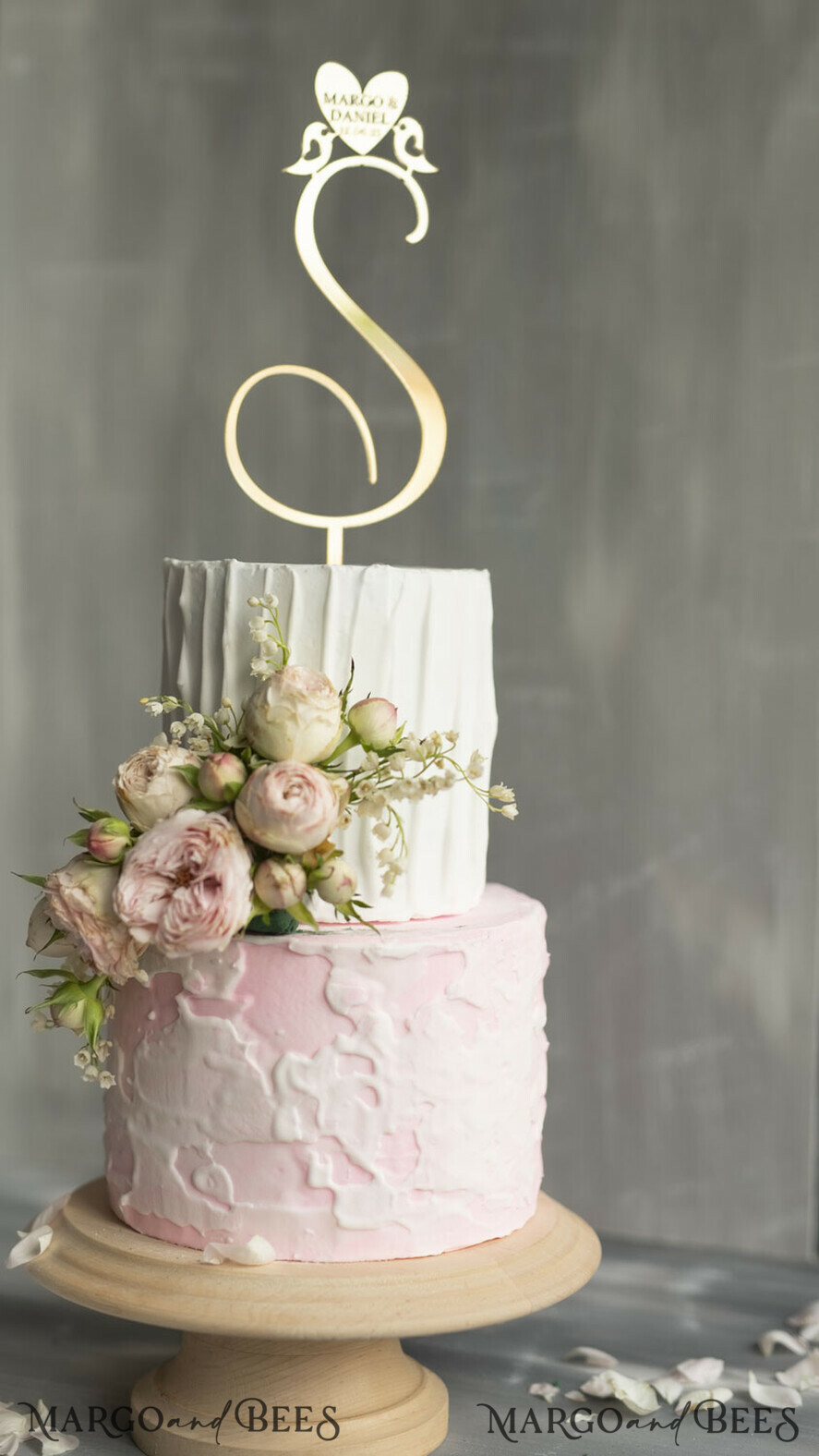 TORTENDEKORATION  
 Gold
 Hochzeitstorte Topper, goldener Torten Topper