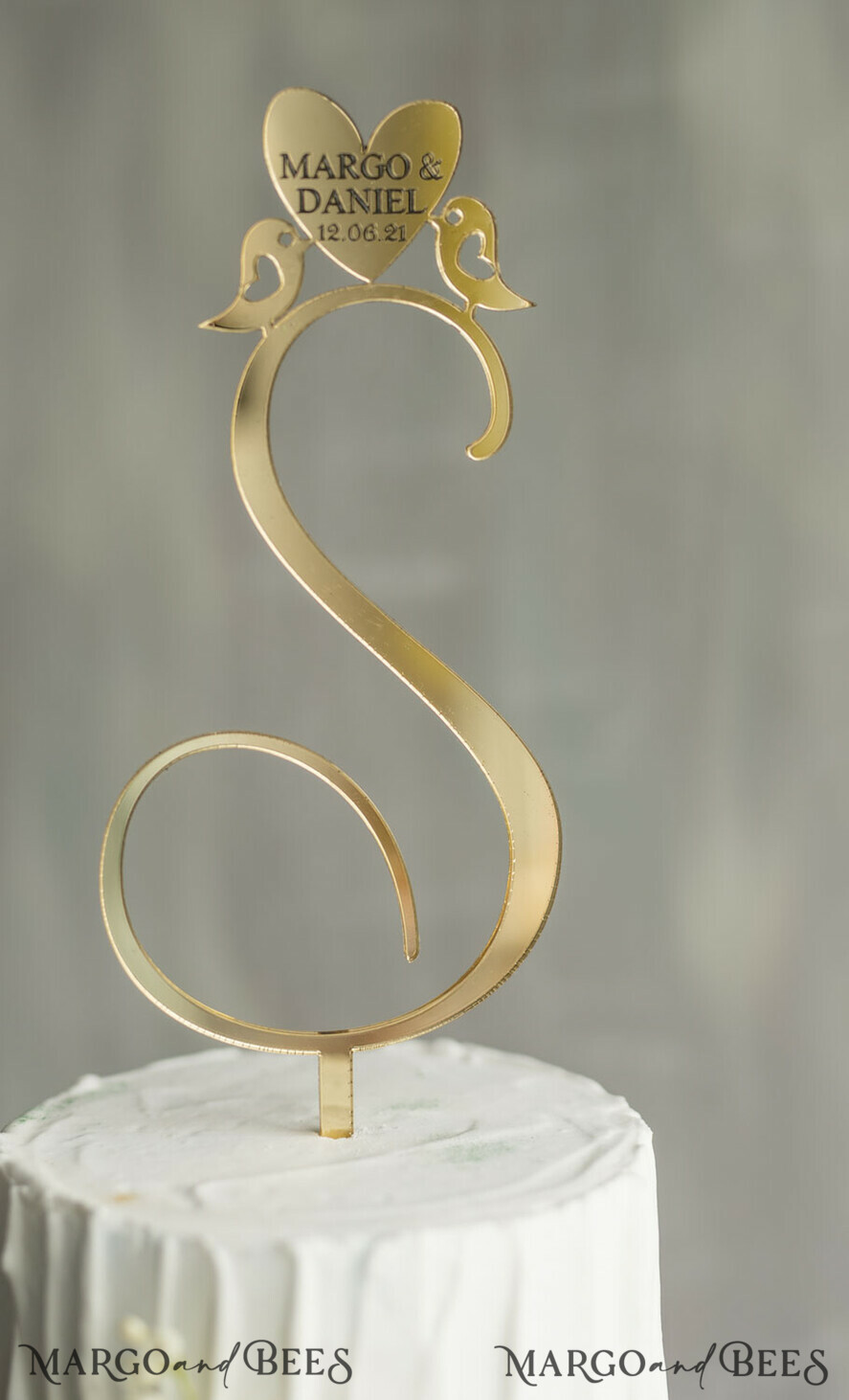 TORTENDEKORATION  
 Gold
 Hochzeitstorte Topper, goldener Torten Topper
