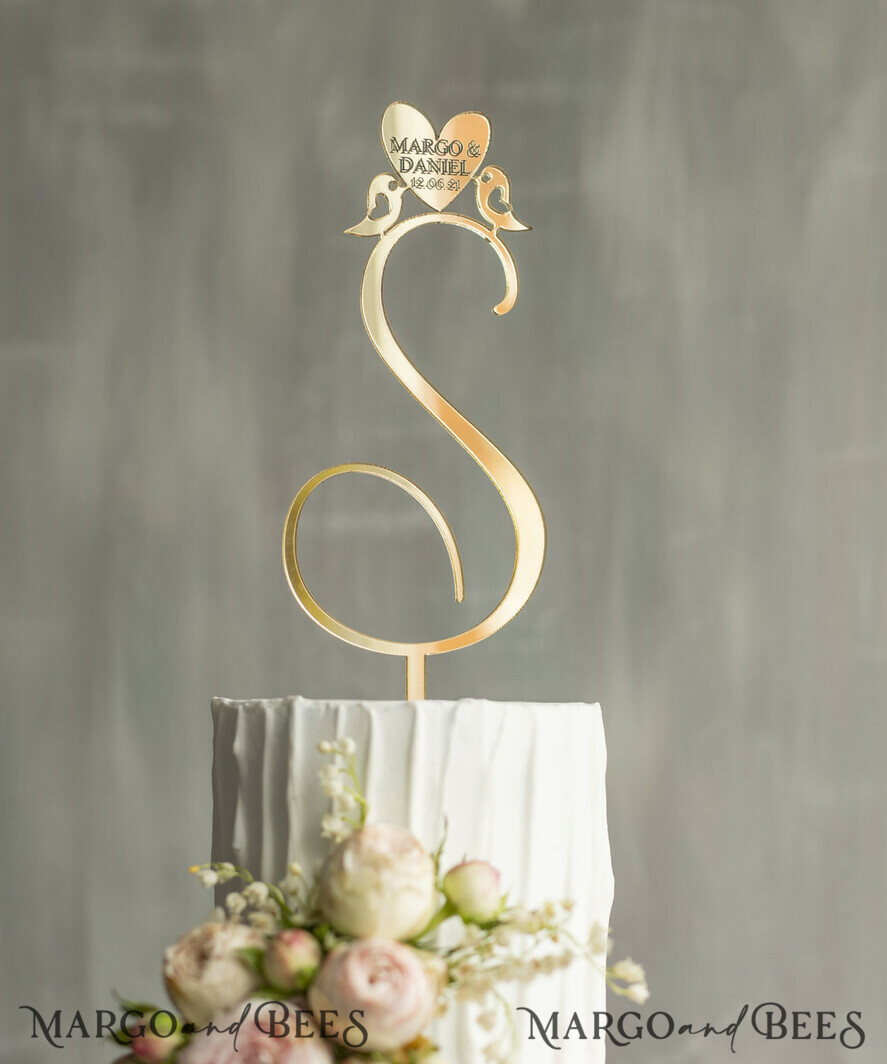 TORTENDEKORATION  
 Gold
 Hochzeitstorte Topper, goldener Torten Topper