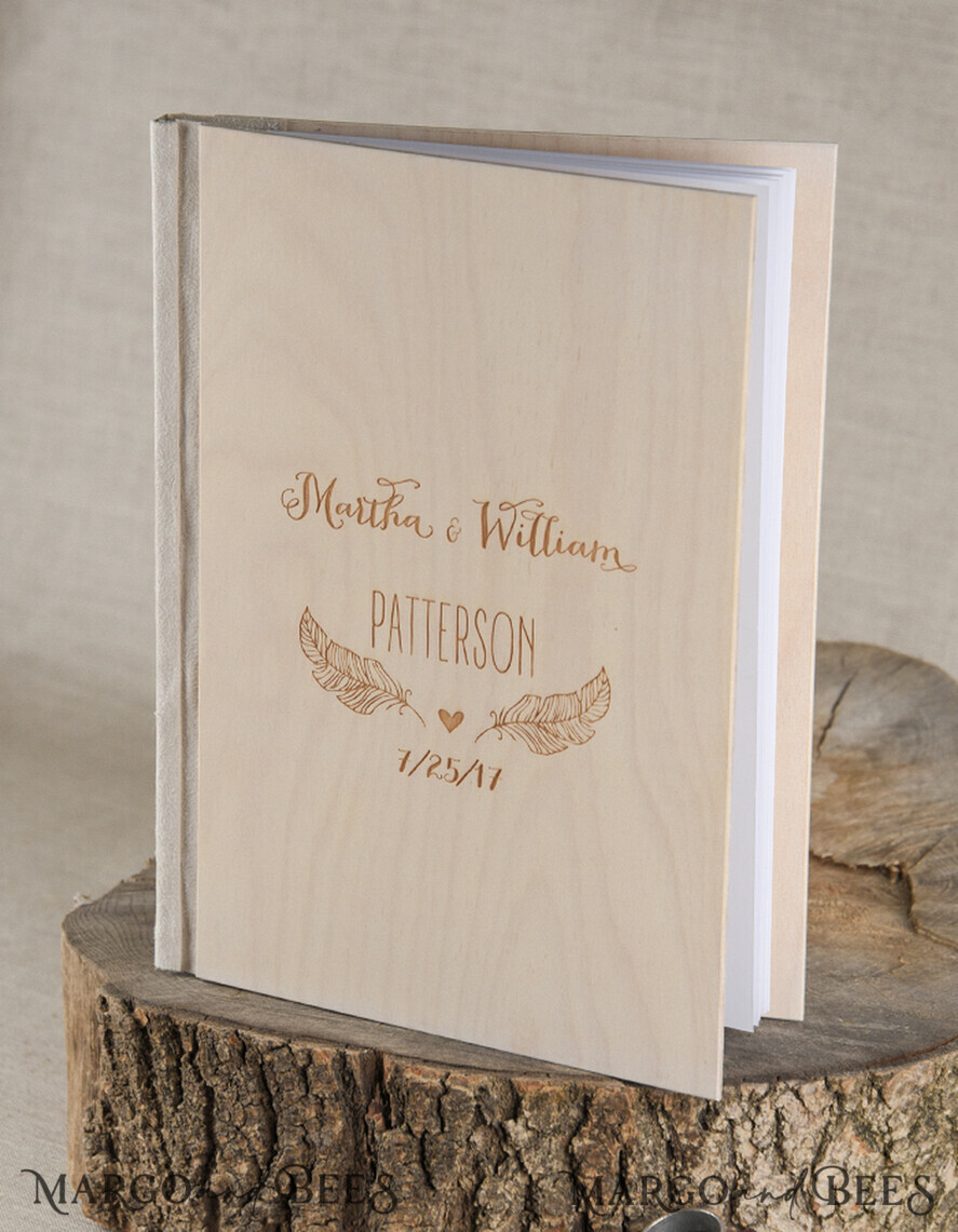 HOCHZEITS-GÄSTEBÜCHER Rustikales Holzgraviertes Fotoalbum Holz Hochzeitsalbum Boho Fotokabinenbuch