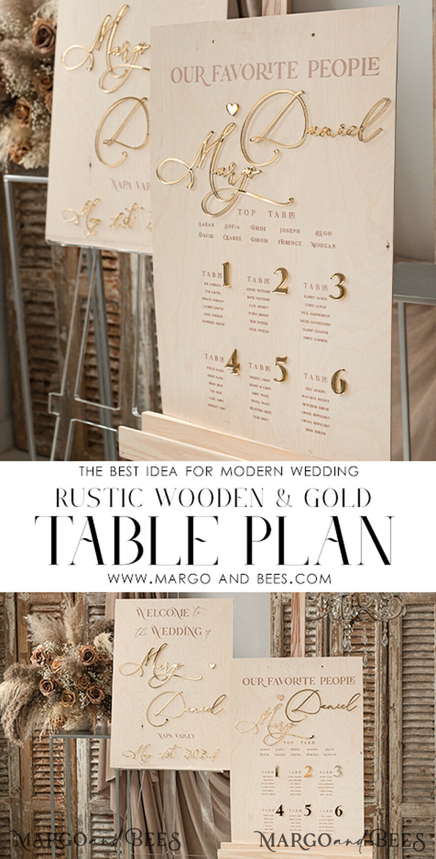 TISCHPLÄNE UND WILLKOMMENSCHILDER FÜR HOCHZEITEN rustikal rustikales Hochzeits-Tischplan, modernes Sitzplan aus Holz und Gold, 3D elegantes Finde deinen Platz - Sitzplan, Boho Hochzeits-Tischplan, Hochzeitsdekoration mit goldenen Buchstaben - goldenes Empfangsschild - individuelles Zeremonieschild