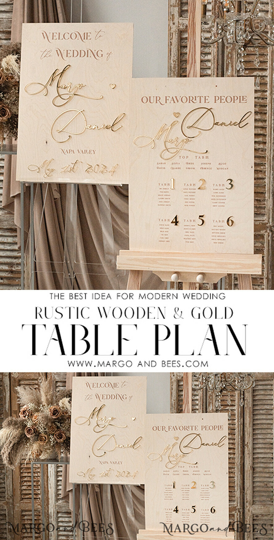 TISCHPLÄNE UND WILLKOMMENSCHILDER FÜR HOCHZEITEN rustikal rustikales Hochzeits-Tischplan, modernes Sitzplan aus Holz und Gold, 3D elegantes Finde deinen Platz - Sitzplan, Boho Hochzeits-Tischplan, Hochzeitsdekoration mit goldenen Buchstaben - goldenes Empfangsschild - individuelles Zeremonieschild