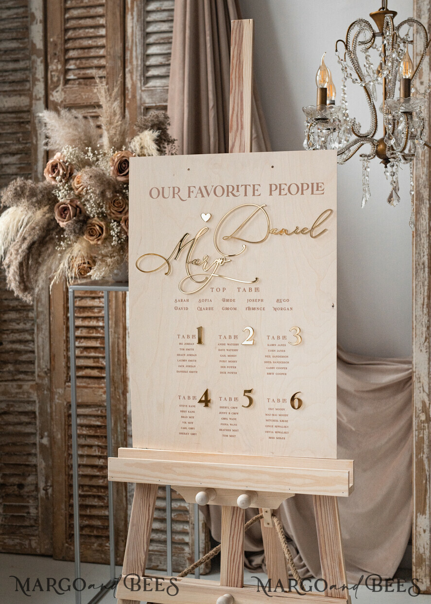 TISCHPLÄNE UND WILLKOMMENSCHILDER FÜR HOCHZEITEN rustikal rustikales Hochzeits-Tischplan, modernes Sitzplan aus Holz und Gold, 3D elegantes Finde deinen Platz - Sitzplan, Boho Hochzeits-Tischplan, Hochzeitsdekoration mit goldenen Buchstaben - goldenes Empfangsschild - individuelles Zeremonieschild