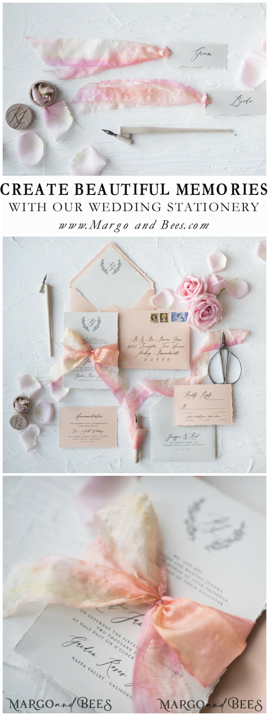 PLATZKARTEN / TISCHKARTEN  
 Romantisches Boho/ Botanisch/ Floral Weiße Hochzeitsplatzkarten mit gezacktem Rand und gefärbtem Seidenband, elegante individuell gestaltete Tischplatzkarten, minimalistische Namensschilder, einfache moderne Hochzeitsstationery.