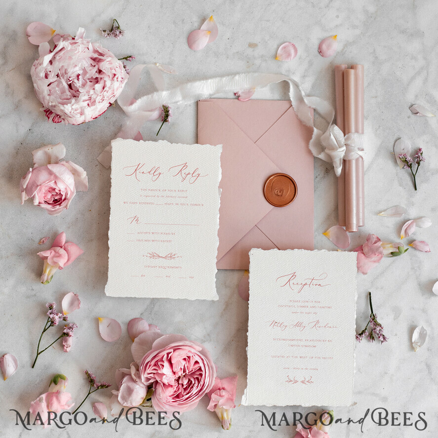 HOCHZEITS EINLADUNGEN moderne Kalligraphie / feine Kunst Feine Kunst Elfenbein Gold Hochzeitseinladung, Florale Hochzeitseinladung, Vintage Einladungssuite, Blush Pink Hochzeitseinladungssuite, Gezackte Einladungen