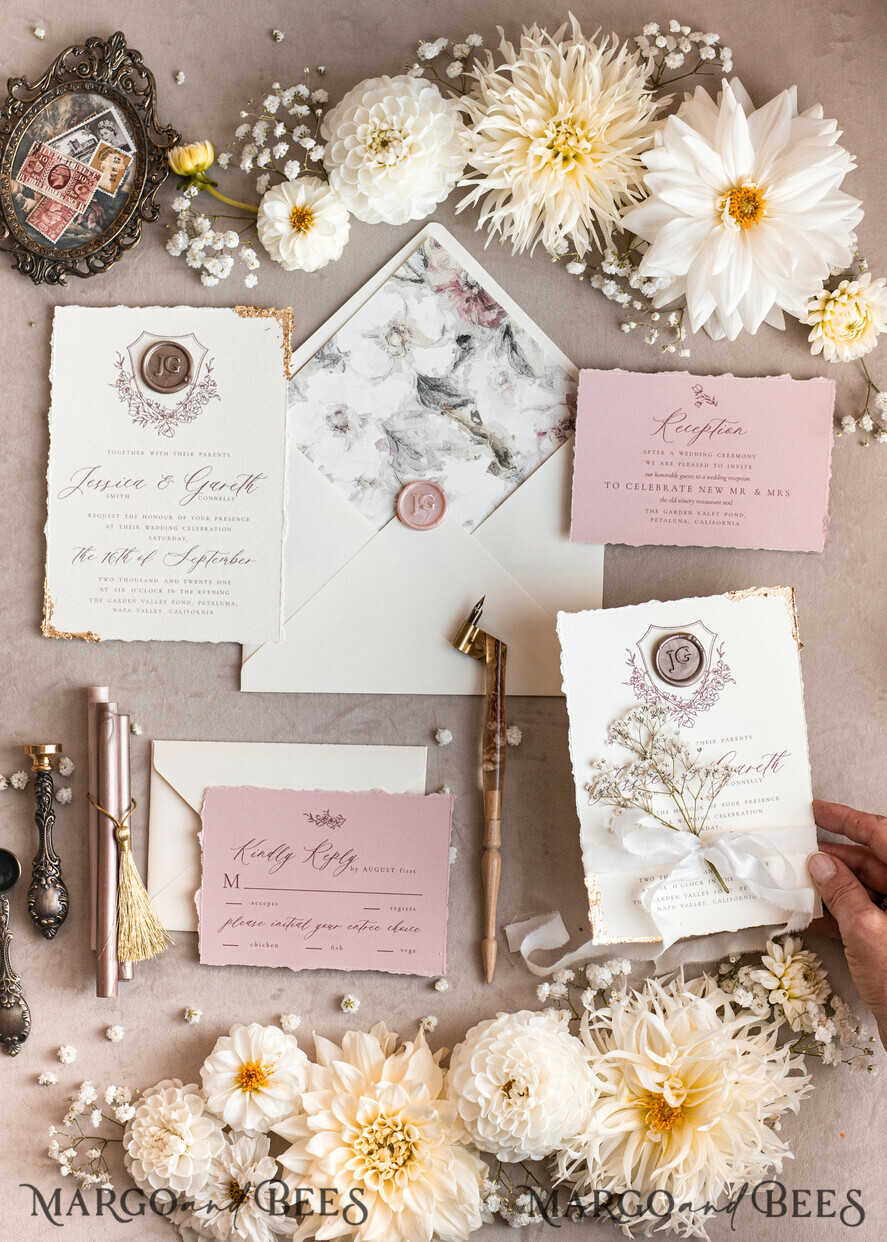 HOCHZEITS EINLADUNGEN moderne Kalligraphie / feine Kunst Fine Art Blush Hochzeitsinvitation, Echte Baby Atem Blumige Hochzeitsinvitation, Französische Provence Einladungssuite, Gypsophila Hochzeitsinvitation Suite, Zierte Kante Einladungen, Zerrissene Kante Hochzeitsinvitationen gold, Fine Art Hochzeitsinvitation Suite