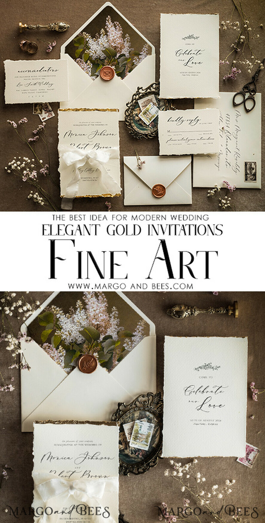 HOCHZEITS EINLADUNGEN moderne Kalligraphie / feine Kunst Elfenbein Gold Hochzeits Einladung, Florale Hochzeits Einladung, Toskana Italienische Einladung Suite, Kranz Monogramm Hochzeits Einladung Suite, Deckled Edge Einladungen, Zerfranste Edge Hochzeits Einladungen golden, Feine Kunst Hochzeits Einladung Suite, Deckled Edge Papier