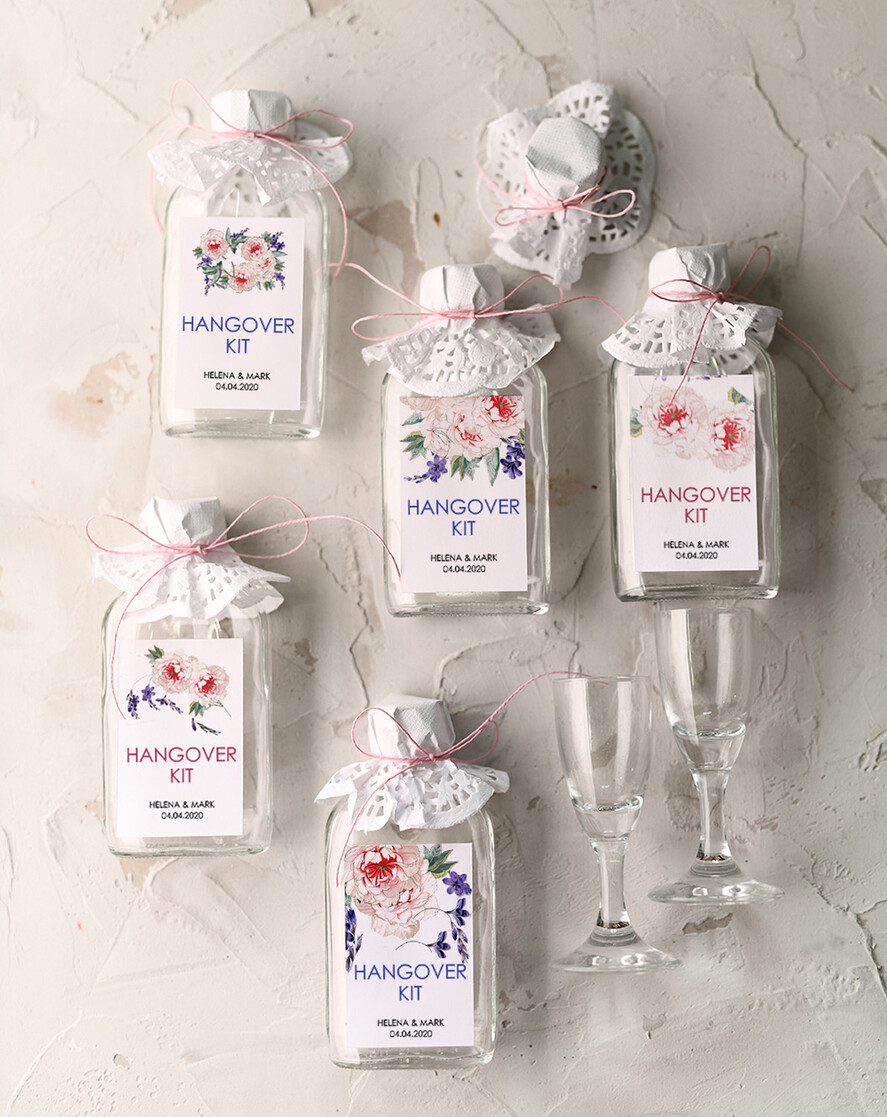 HOCHZEITSGESCHENKE Hochzeits-Kater-Kits Gäste bevorzugen Ideen, Katerkit-Flasche