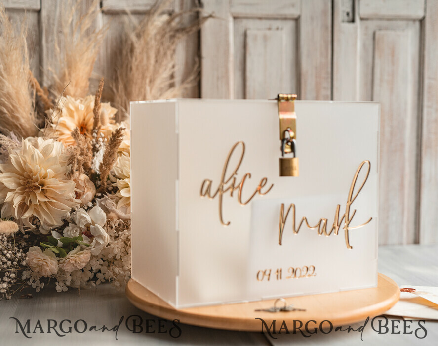 KARTONBOXEN  
 Acrylkartenbox Elegantes gefrorenes Hochzeitsset aus Acryl-Kartenbox mit Schloss und Signierkarten & Geschenken, personalisierte Hochzeitskartenbox, klare Kartenbox, Hochzeitskartenbox mit Deckel, Hochzeitsgeldbox, Hochzeitskartenhalter.