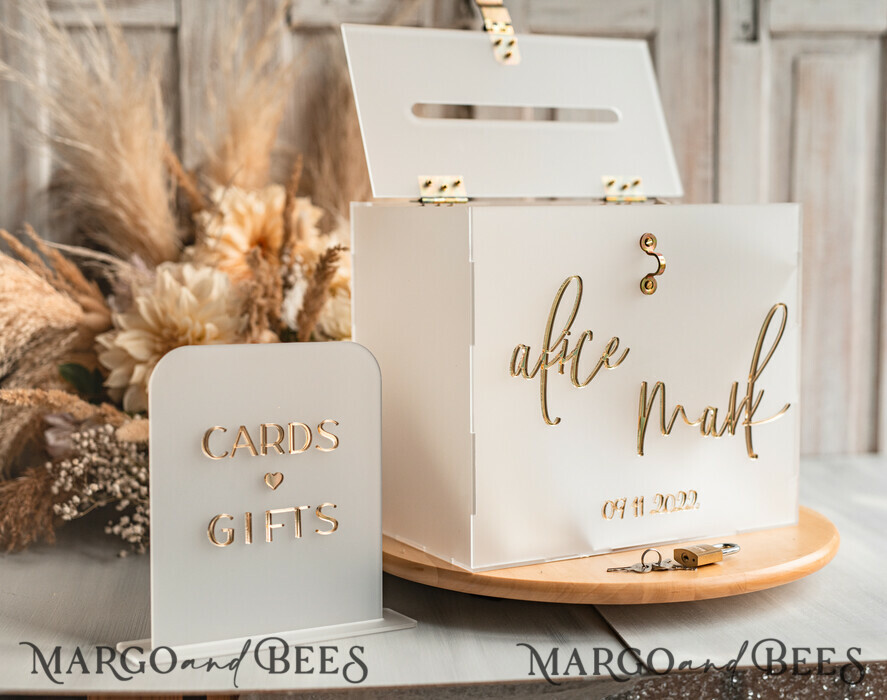 KARTONBOXEN  
 Acrylkartenbox Elegantes gefrorenes Hochzeitsset aus Acryl-Kartenbox mit Schloss und Signierkarten & Geschenken, personalisierte Hochzeitskartenbox, klare Kartenbox, Hochzeitskartenbox mit Deckel, Hochzeitsgeldbox, Hochzeitskartenhalter.