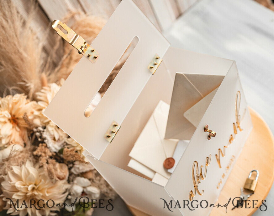 KARTONBOXEN  
 Acrylkartenbox Elegantes gefrorenes Hochzeitsset aus Acryl-Kartenbox mit Schloss und Signierkarten & Geschenken, personalisierte Hochzeitskartenbox, klare Kartenbox, Hochzeitskartenbox mit Deckel, Hochzeitsgeldbox, Hochzeitskartenhalter.