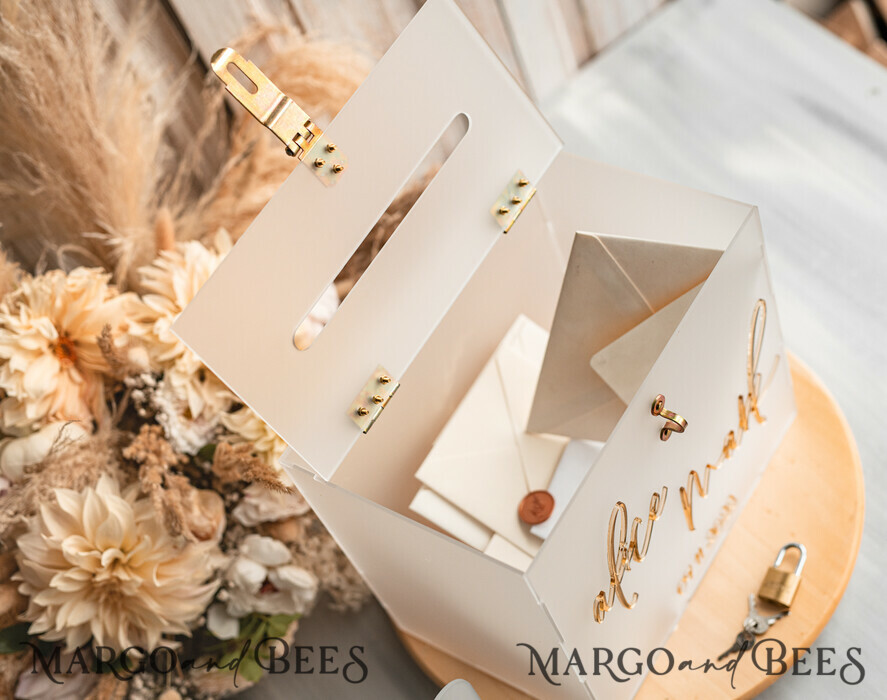 KARTONBOXEN  
 Acrylkartenbox Elegantes gefrorenes Hochzeitsset aus Acryl-Kartenbox mit Schloss und Signierkarten & Geschenken, personalisierte Hochzeitskartenbox, klare Kartenbox, Hochzeitskartenbox mit Deckel, Hochzeitsgeldbox, Hochzeitskartenhalter.
