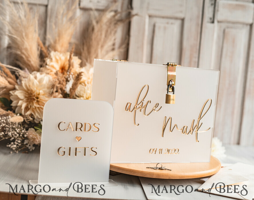 KARTONBOXEN  
 Acrylkartenbox Elegantes gefrorenes Hochzeitsset aus Acryl-Kartenbox mit Schloss und Signierkarten & Geschenken, personalisierte Hochzeitskartenbox, klare Kartenbox, Hochzeitskartenbox mit Deckel, Hochzeitsgeldbox, Hochzeitskartenhalter.