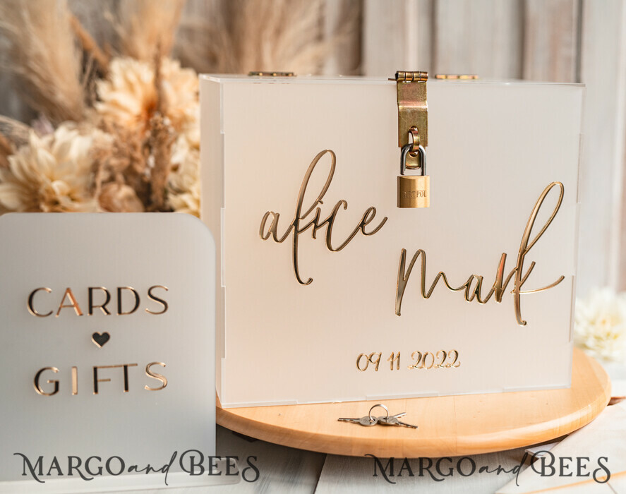 KARTONBOXEN  
 Acrylkartenbox Elegantes gefrorenes Hochzeitsset aus Acryl-Kartenbox mit Schloss und Signierkarten & Geschenken, personalisierte Hochzeitskartenbox, klare Kartenbox, Hochzeitskartenbox mit Deckel, Hochzeitsgeldbox, Hochzeitskartenhalter.
