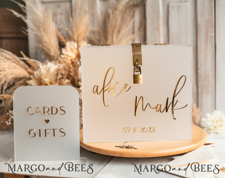 KARTONBOXEN  
 Acrylkartenbox Elegantes gefrorenes Hochzeitsset aus Acryl-Kartenbox mit Schloss und Signierkarten & Geschenken, personalisierte Hochzeitskartenbox, klare Kartenbox, Hochzeitskartenbox mit Deckel, Hochzeitsgeldbox, Hochzeitskartenhalter.