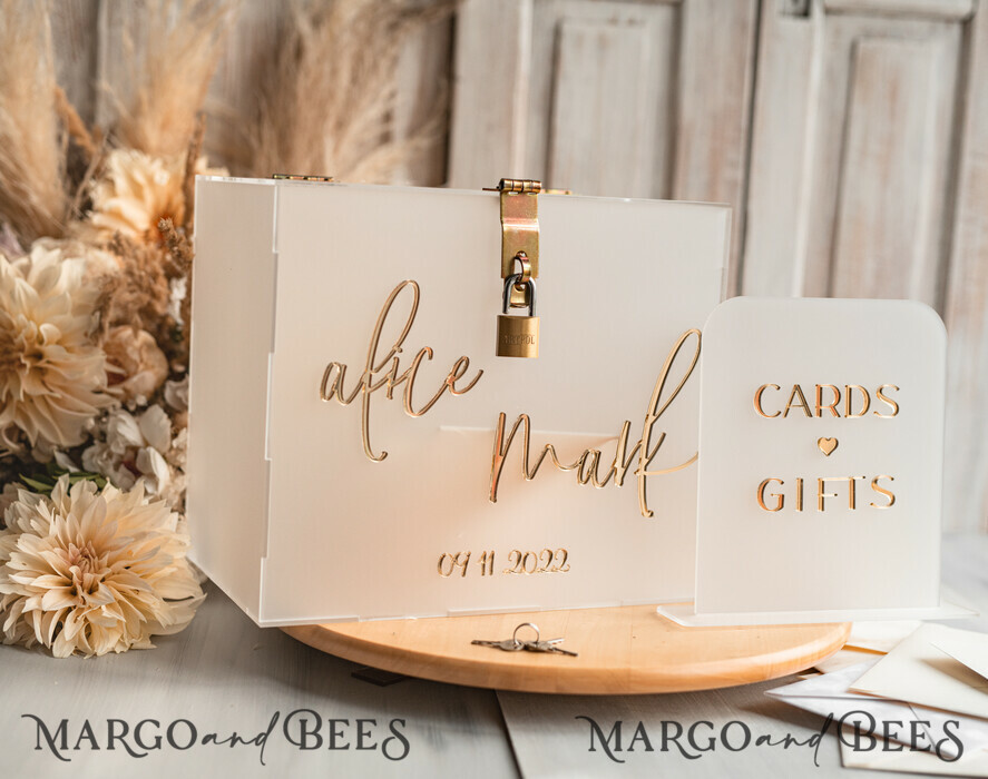 KARTONBOXEN  
 Acrylkartenbox Elegantes gefrorenes Hochzeitsset aus Acryl-Kartenbox mit Schloss und Signierkarten & Geschenken, personalisierte Hochzeitskartenbox, klare Kartenbox, Hochzeitskartenbox mit Deckel, Hochzeitsgeldbox, Hochzeitskartenhalter.