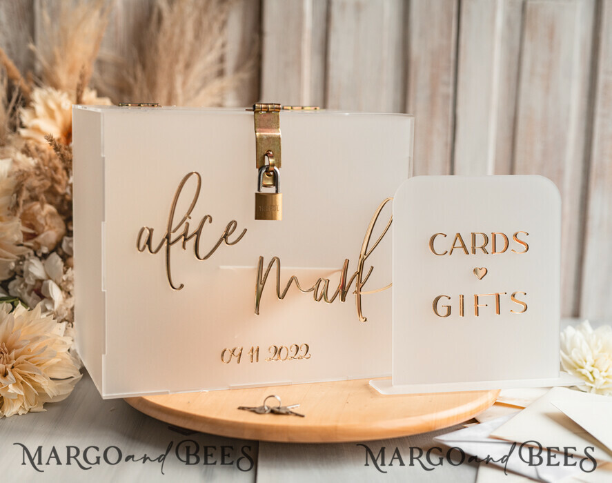 KARTONBOXEN  
 Acrylkartenbox Elegantes gefrorenes Hochzeitsset aus Acryl-Kartenbox mit Schloss und Signierkarten & Geschenken, personalisierte Hochzeitskartenbox, klare Kartenbox, Hochzeitskartenbox mit Deckel, Hochzeitsgeldbox, Hochzeitskartenhalter.