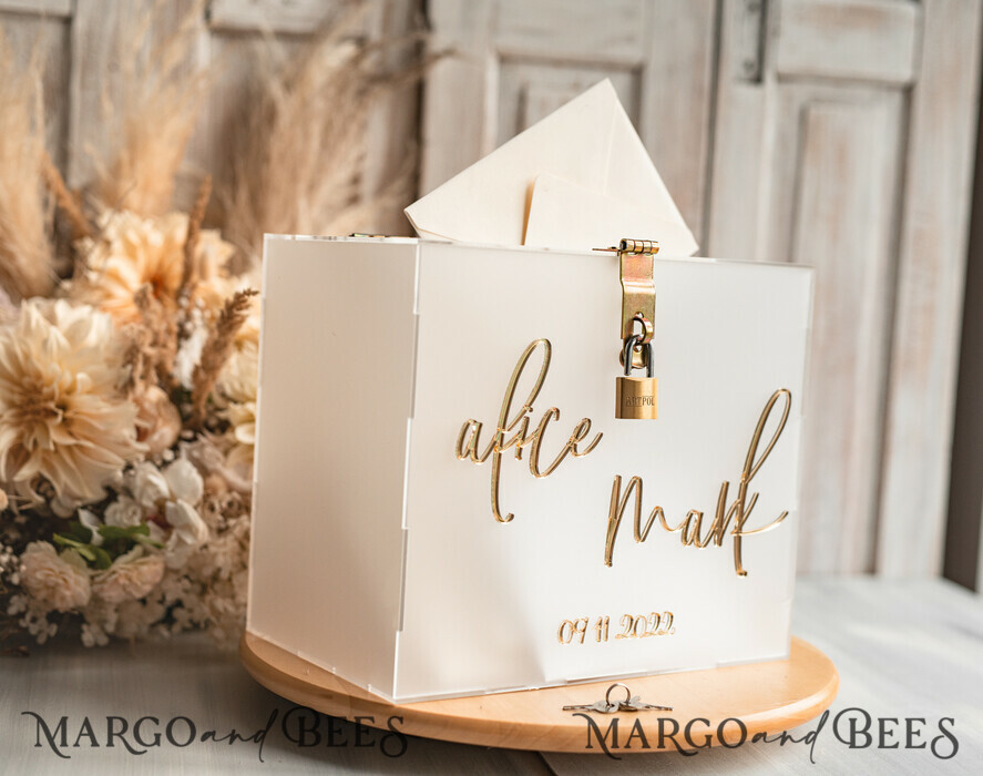 KARTONBOXEN  
 Acrylkartenbox Elegantes gefrorenes Hochzeitsset aus Acryl-Kartenbox mit Schloss und Signierkarten & Geschenken, personalisierte Hochzeitskartenbox, klare Kartenbox, Hochzeitskartenbox mit Deckel, Hochzeitsgeldbox, Hochzeitskartenhalter.