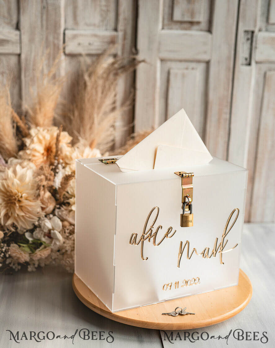 KARTONBOXEN  
 Acrylkartenbox Elegantes gefrorenes Hochzeitsset aus Acryl-Kartenbox mit Schloss und Signierkarten & Geschenken, personalisierte Hochzeitskartenbox, klare Kartenbox, Hochzeitskartenbox mit Deckel, Hochzeitsgeldbox, Hochzeitskartenhalter.