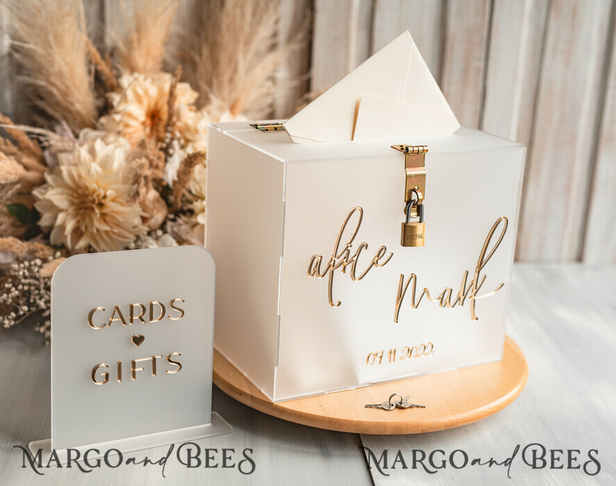 KARTONBOXEN  
 Acrylkartenbox Elegantes gefrorenes Hochzeitsset aus Acryl-Kartenbox mit Schloss und Signierkarten & Geschenken, personalisierte Hochzeitskartenbox, klare Kartenbox, Hochzeitskartenbox mit Deckel, Hochzeitsgeldbox, Hochzeitskartenhalter.