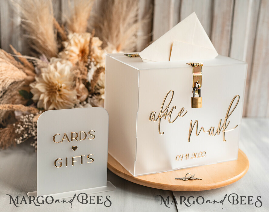 KARTONBOXEN  
 Acrylkartenbox Elegantes gefrorenes Hochzeitsset aus Acryl-Kartenbox mit Schloss und Signierkarten & Geschenken, personalisierte Hochzeitskartenbox, klare Kartenbox, Hochzeitskartenbox mit Deckel, Hochzeitsgeldbox, Hochzeitskartenhalter.
