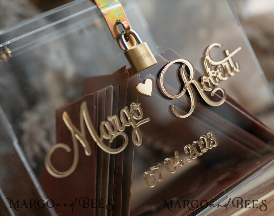 KARTONBOXEN  
 Acrylkartenbox Elegante klare Hochzeitswunschbox aus Acryl mit Schloss, personalisierte Hochzeitskartenbox, klare Kartenbox, Hochzeitskartenbox mit Deckel, Hochzeitsgeldbox, Hochzeitskartenhalter