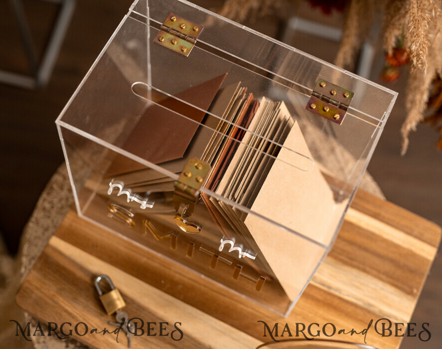 KARTONBOXEN  
 Acrylkartenbox Elegantes klares Hochzeitsset, Acrylkartenbox mit Schloss und Signierkarten & Geschenken, personalisierte Hochzeitskartenbox, klare Kartenbox, Hochzeitskartenbox mit Deckel, Hochzeitsgeldbox, Hochzeitskartenhalter