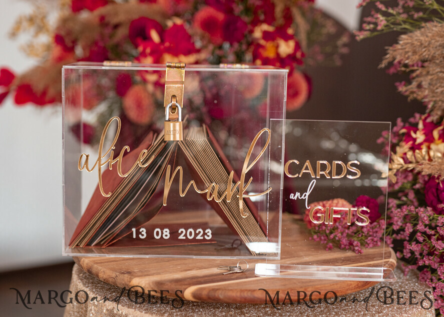 KARTONBOXEN  
 Acrylkartenbox Elegante klare Hochzeitsset Acrylkartenbox mit Schloss und Beschilderung für Karten & Geschenke, personalisierte Hochzeitskartenbox, klare Kartenbox, Hochzeitskartenbox mit Deckel, Hochzeitsgeldbox, Hochzeitskartenhalter.