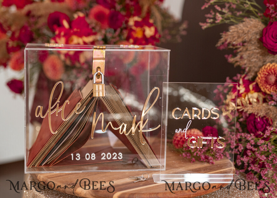 KARTONBOXEN  
 Acrylkartenbox Elegante klare Hochzeitsset Acrylkartenbox mit Schloss und Beschilderung für Karten & Geschenke, personalisierte Hochzeitskartenbox, klare Kartenbox, Hochzeitskartenbox mit Deckel, Hochzeitsgeldbox, Hochzeitskartenhalter.