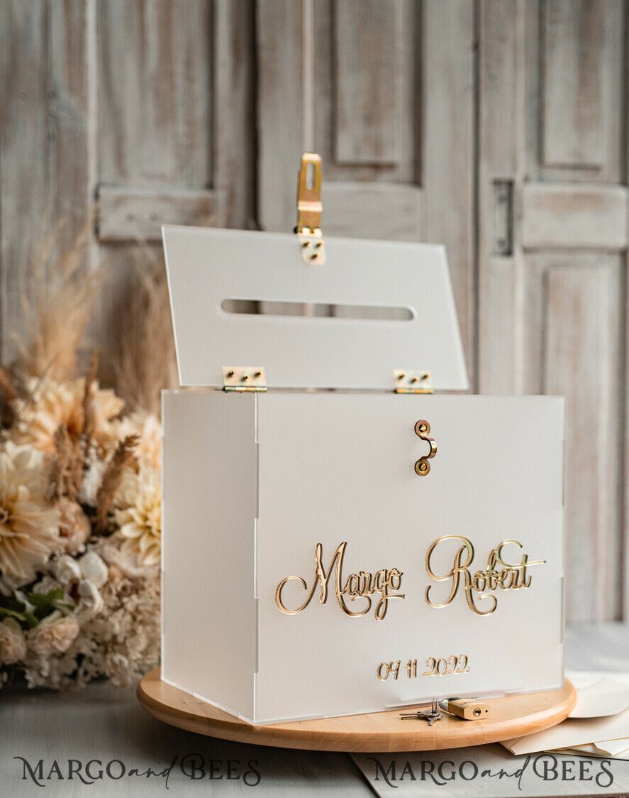 KARTONBOXEN  
 Acrylkartenbox Elegantes gefrorenes Hochzeitset aus Acryl, Kartenbox mit Schloss und Beschilderung für Karten und Geschenke, personalisierte Hochzeitskartenbox, transparente Kartenbox, Hochzeitskartenbox mit Deckel, Hochzeitsgeldbox, Hochzeitskartenhalter.