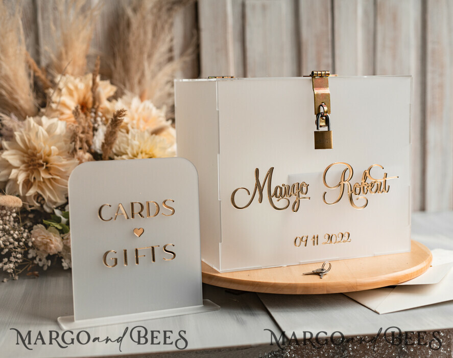 KARTONBOXEN  
 Acrylkartenbox Elegantes gefrorenes Hochzeitset aus Acryl, Kartenbox mit Schloss und Beschilderung für Karten und Geschenke, personalisierte Hochzeitskartenbox, transparente Kartenbox, Hochzeitskartenbox mit Deckel, Hochzeitsgeldbox, Hochzeitskartenhalter.