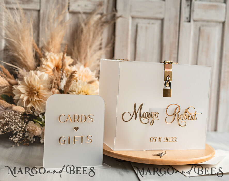 KARTONBOXEN  
 Acrylkartenbox Elegantes gefrorenes Hochzeitset aus Acryl, Kartenbox mit Schloss und Beschilderung für Karten und Geschenke, personalisierte Hochzeitskartenbox, transparente Kartenbox, Hochzeitskartenbox mit Deckel, Hochzeitsgeldbox, Hochzeitskartenhalter.