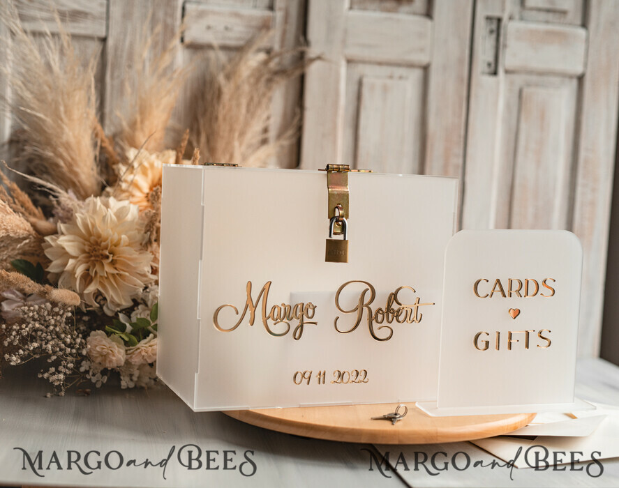 KARTONBOXEN  
 Acrylkartenbox Elegantes gefrorenes Hochzeitset aus Acryl, Kartenbox mit Schloss und Beschilderung für Karten und Geschenke, personalisierte Hochzeitskartenbox, transparente Kartenbox, Hochzeitskartenbox mit Deckel, Hochzeitsgeldbox, Hochzeitskartenhalter.