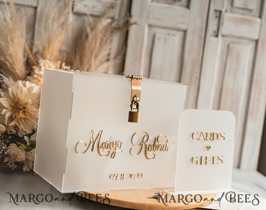 KARTONBOXEN  
 Acrylkartenbox Elegantes gefrorenes Hochzeitset aus Acryl, Kartenbox mit Schloss und Beschilderung für Karten und Geschenke, personalisierte Hochzeitskartenbox, transparente Kartenbox, Hochzeitskartenbox mit Deckel, Hochzeitsgeldbox, Hochzeitskartenhalter.