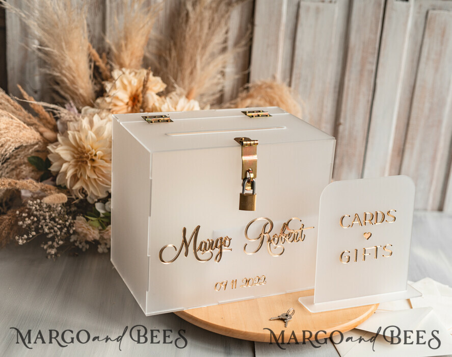 KARTONBOXEN  
 Acrylkartenbox Elegantes gefrorenes Hochzeitset aus Acryl, Kartenbox mit Schloss und Beschilderung für Karten und Geschenke, personalisierte Hochzeitskartenbox, transparente Kartenbox, Hochzeitskartenbox mit Deckel, Hochzeitsgeldbox, Hochzeitskartenhalter.