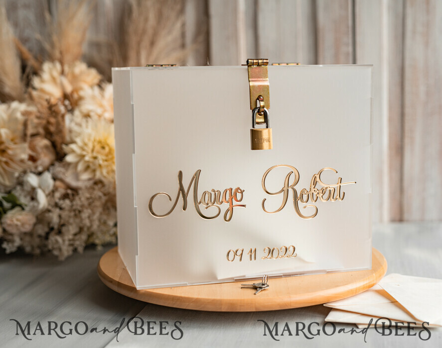 KARTONBOXEN  
 Acrylkartenbox Elegantes gefrorenes Hochzeitset aus Acryl, Kartenbox mit Schloss und Beschilderung für Karten und Geschenke, personalisierte Hochzeitskartenbox, transparente Kartenbox, Hochzeitskartenbox mit Deckel, Hochzeitsgeldbox, Hochzeitskartenhalter.